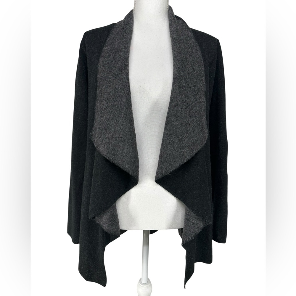 BLACK & GRAY / Sweater Drape Cardigan / Medium (Estimated) / Goth Emo Minimalist